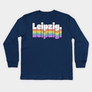 Leipzig ////\\\\ Retro Typographic Design Kids Long Sleeve T-Shirt